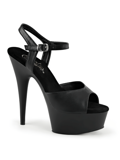 PLEASER おしゃれな黒のつま先開きのハイヒールサンダル