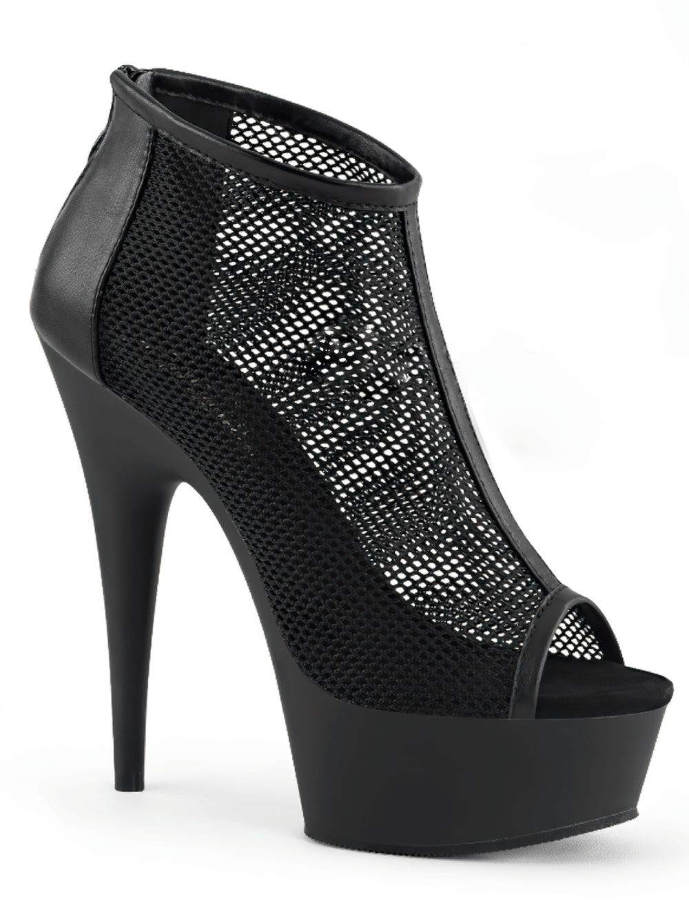 PLEASER Stylish Stiletto Mesh Peep-Toe Booties with Platform