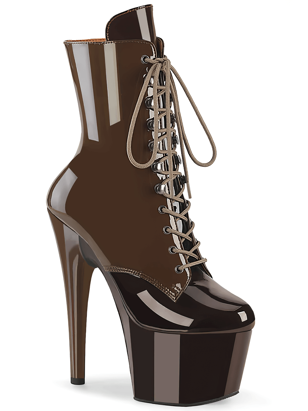 PLEASER Stylish Two-Tone Lace-Up Ankle Boots with Side Zip