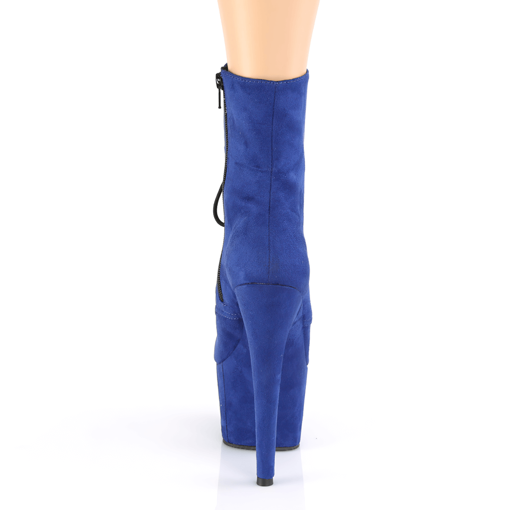 PLEASER Vivid Blue Suede Lace-Up 7-Inch Stiletto Boots