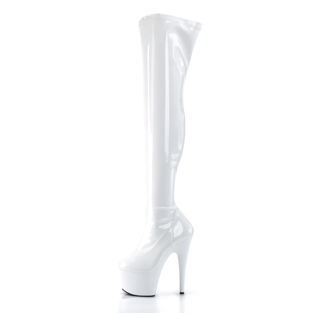 PLEASER White Platform Stiletto Thigh High Boots