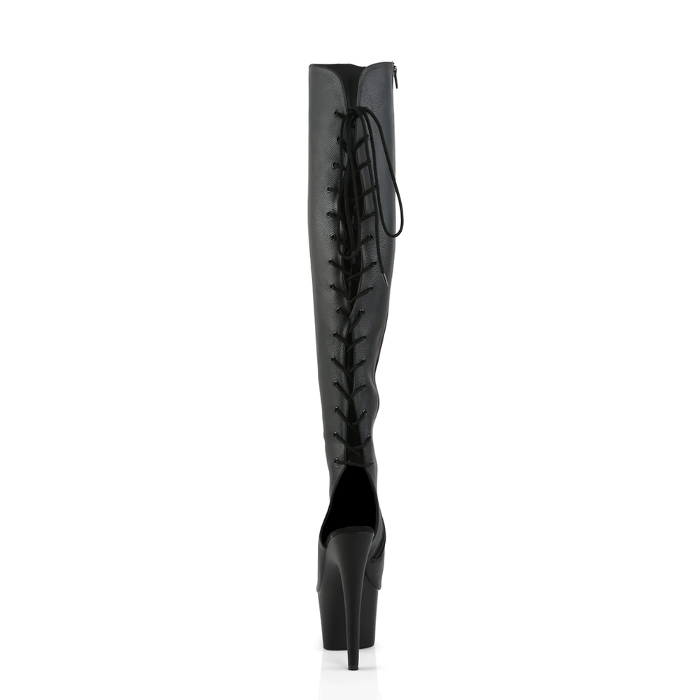 PLEASER Women's Stiletto Over-the-Knee Lace-Up Boots