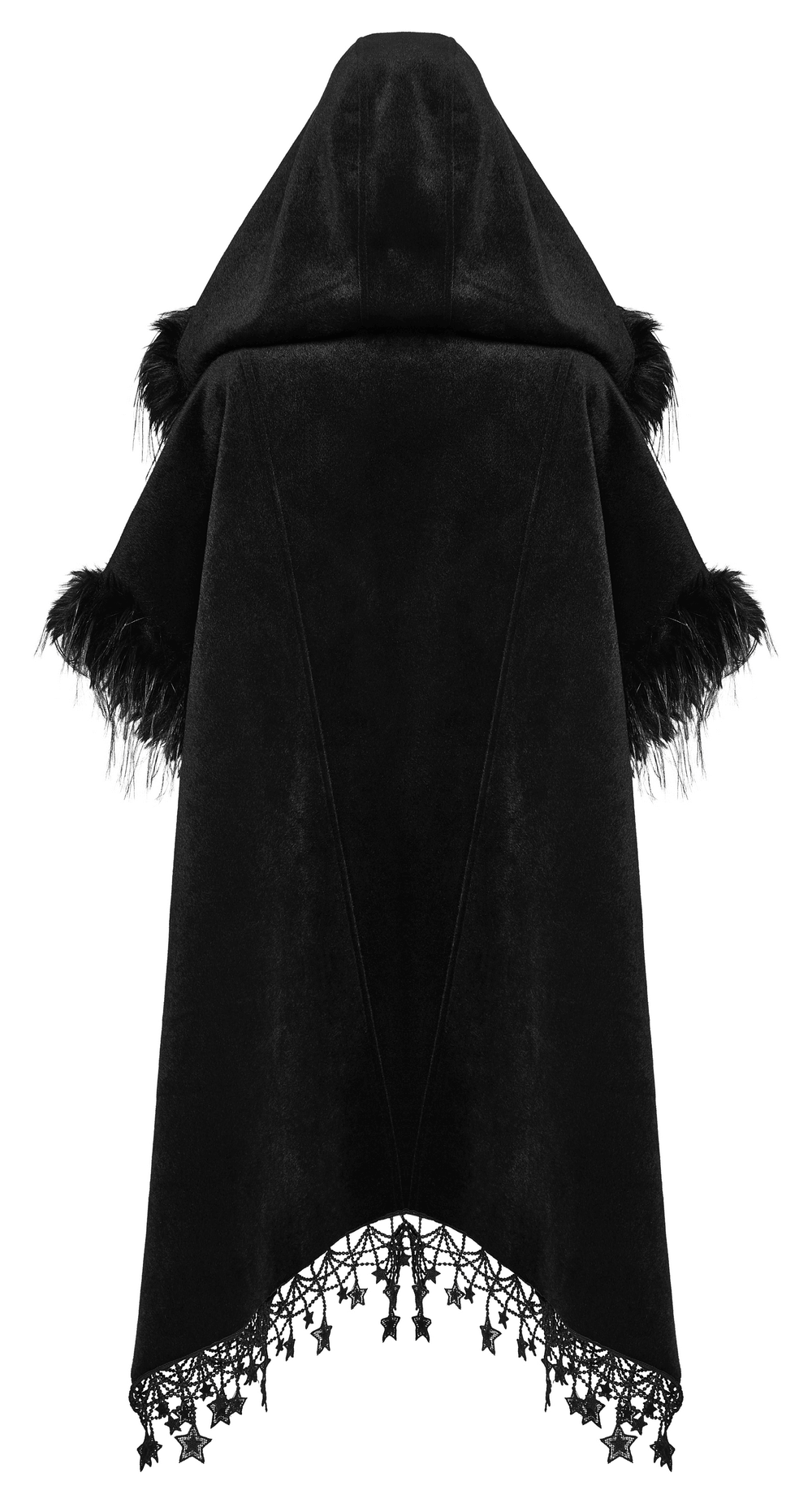 Plush Woven Goth Bat Cloak with Pentagram Lace Hem - HARD'N'HEAVY