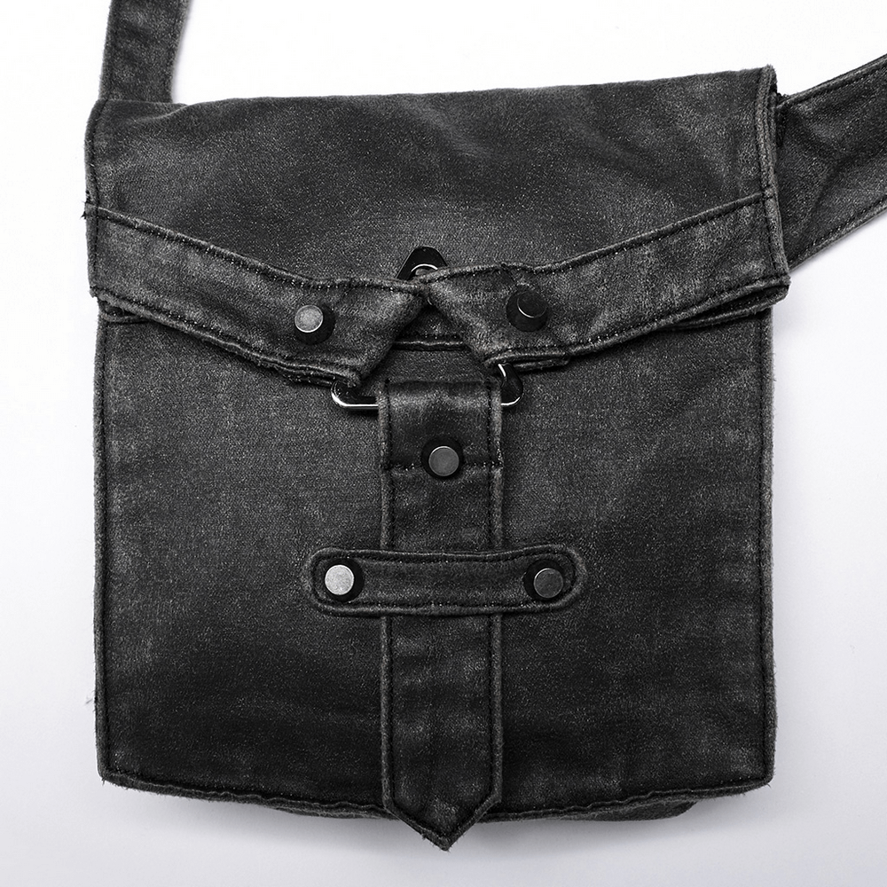 Post-Apocalyptic Leather Crossbody Bag with Buckle
