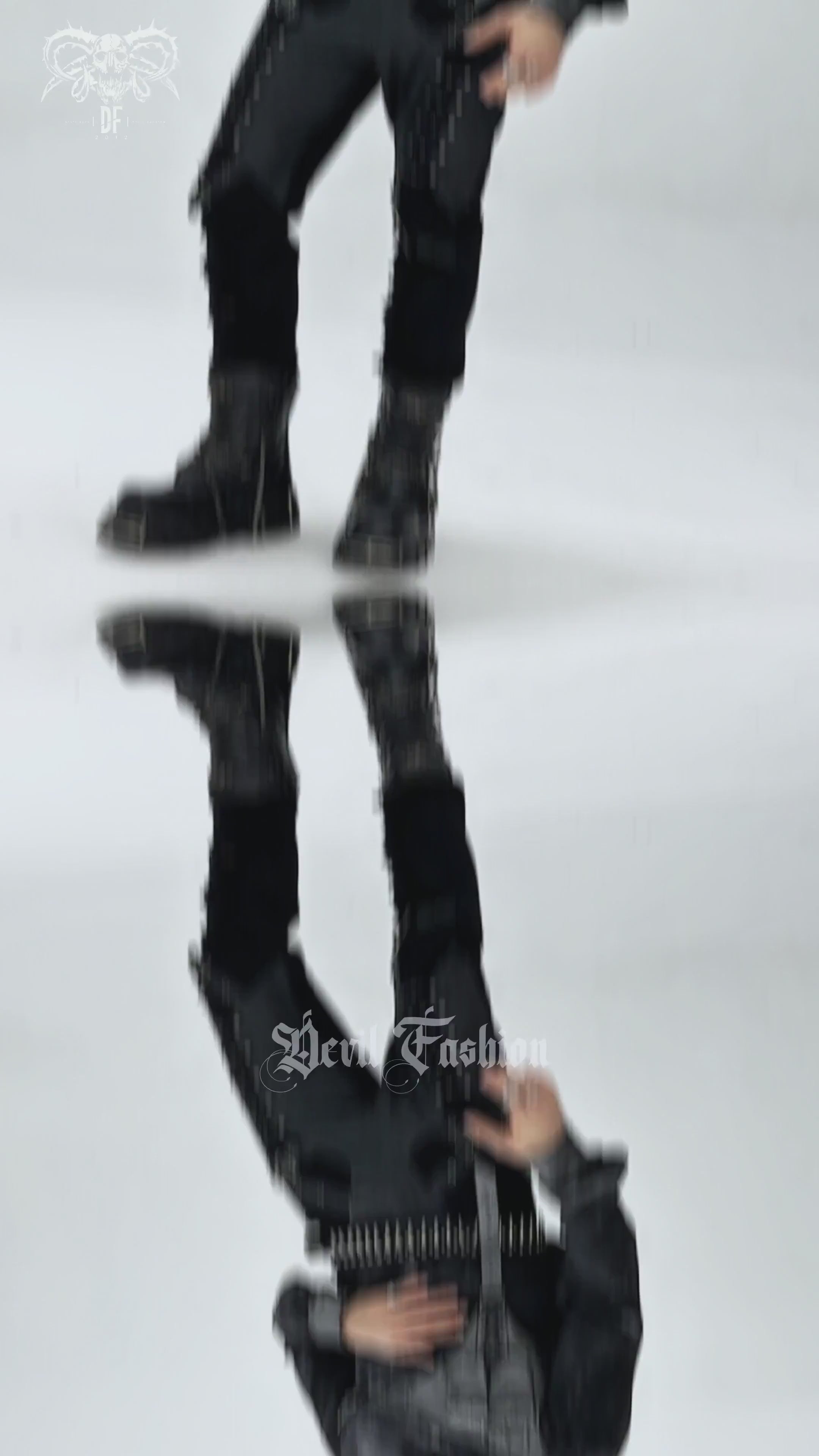 Goth Button-Up Shirt with PU Harness and Belt Detail showcased in dark fashion style.