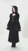 Goth Lace-Up Tiered High-Low Jacket with Bell Sleeves worn by a model, showcasing gothic elegance and tiered hem details.