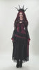 Gothic Black Lace Shrug with Red Ruffled Trim Sleeves worn over a dramatic black and red gown with flared cuffs.