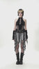 Plaid Skirt with Ruffled Design and Adjustable Belts showcased in a striking gothic outfit.