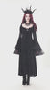Victorian Gothic Lace Maxi Dress with Bell Sleeves worn by a model with dramatic accessories and striking red hair.