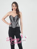 Elegant overbust corset with brocade and satin design, showcasing beauty and gothic charm.