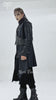 Gothic Military Long Coat with Spiked Shoulders and Straps modeled by a person showcasing its dramatic cut and edgy details.