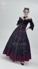 Gothic black and burgundy maxi skirt with lace hem, featuring a high waist and buckle details, perfect for Victorian-style fashion.
