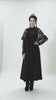 Gothic Lace Capelet with Victorian Sleeves and Buttons worn by model, featuring lace ruffles and dramatic silhouette.
