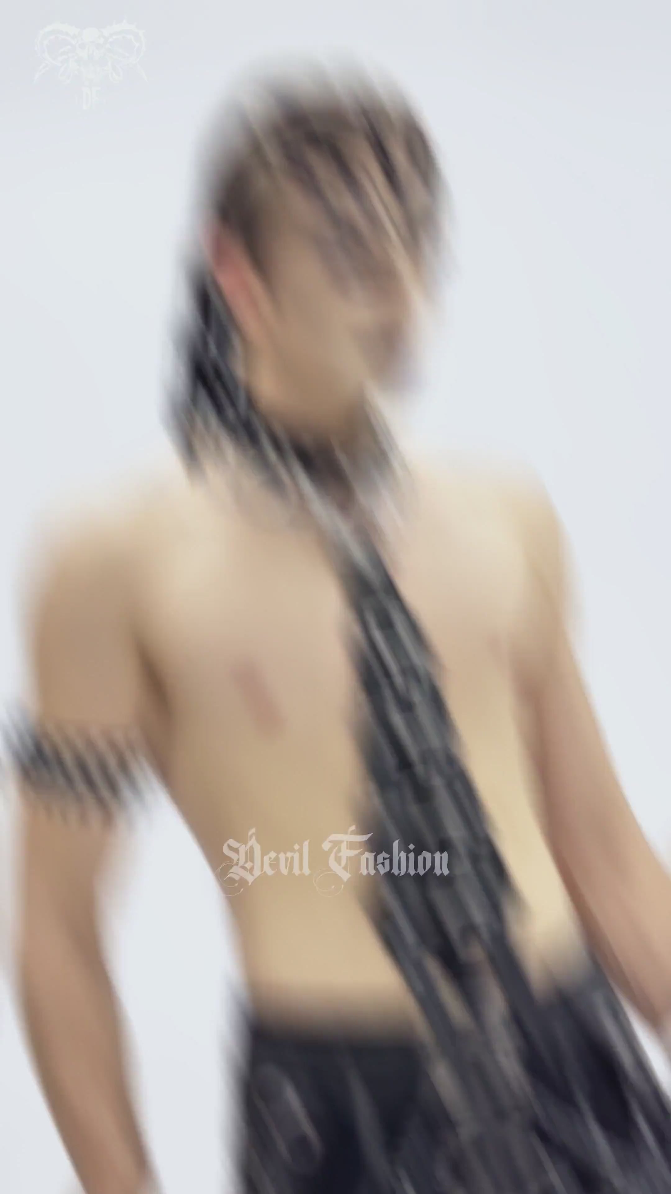 Gothic Black PU Choker with Chains and Buckle Accents worn by model in edgy alternative fashion, close-up view.