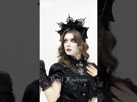 Black Gothic Rose Crown Headpiece With Lace Wings, showcasing dark floral design and lace-like wing details.