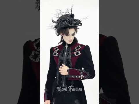 Men's Elegant Black Burgundy Gothic Velvet Tailcoat worn with a stylish hat, featuring lace trim and ornate buckles.