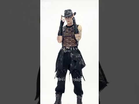 Men's Distressed Punk Waist Skirt With Asymmetrical Hem, showcasing a gothic style with edgy accessories.