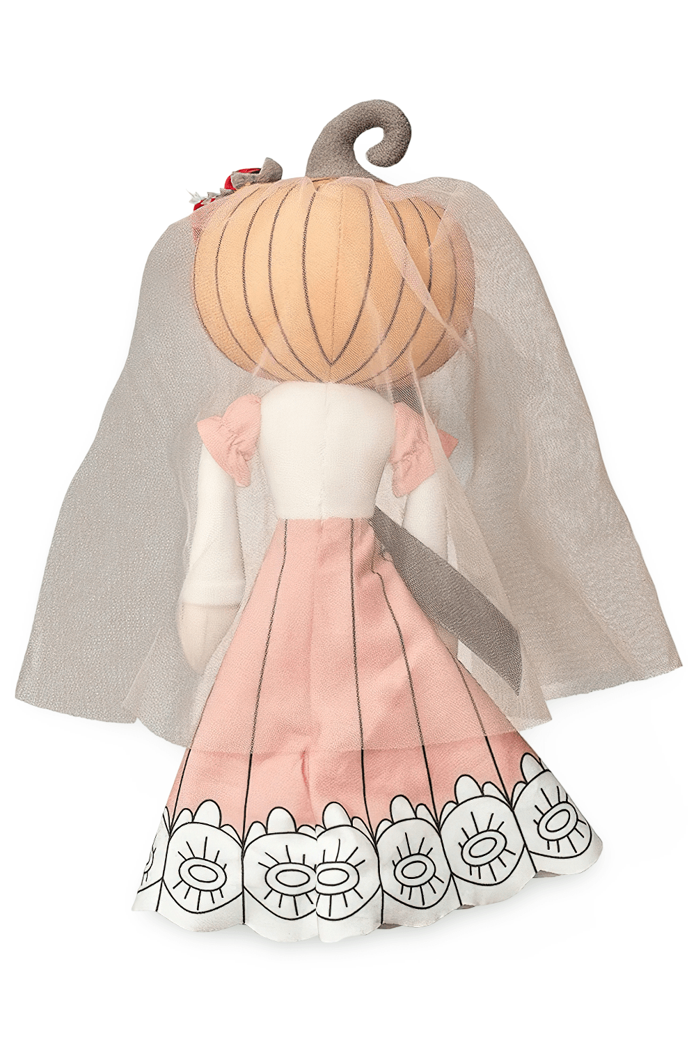 Pumpkin Head Princess Doll Bedtime Keepsake, cute plush toy in a pink dress with a pumpkin head and veil.