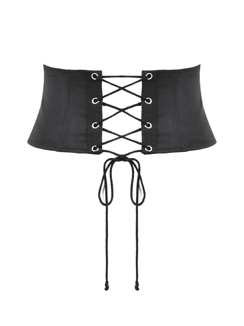 Punk Adjustable Harness Waist Belt with Buckles and Chain featuring lace-up front and grommet details.