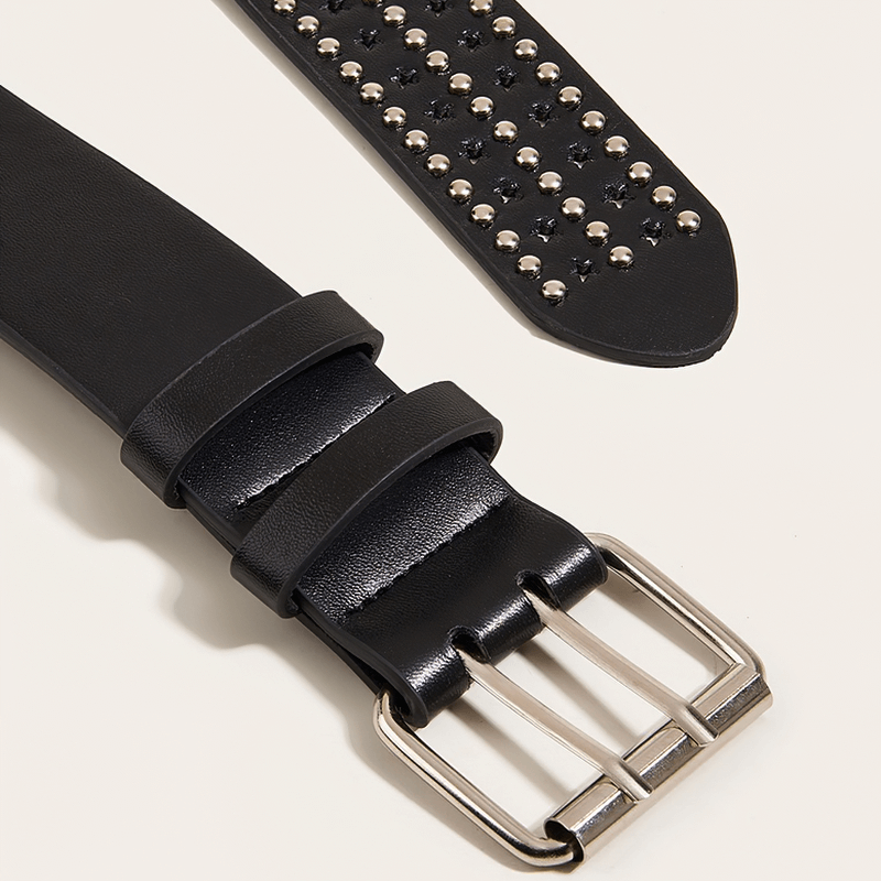 Punk Adjustable Pin Buckle Belt for Pants / Fashion Rivets Black Waistbelt - HARD'N'HEAVY
