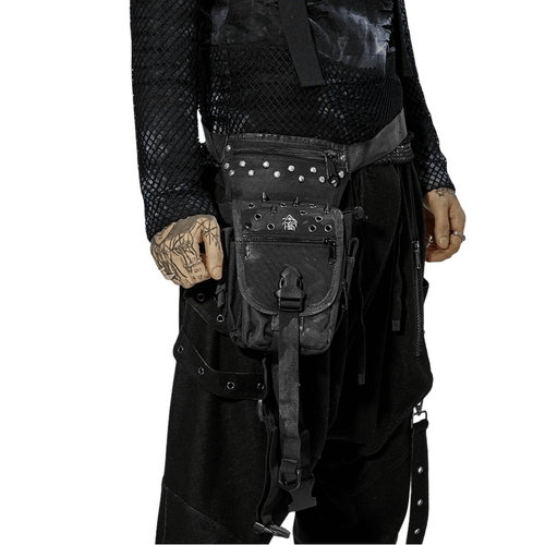 Punk Apocalypse Waist Bag with Rivets and Zippers