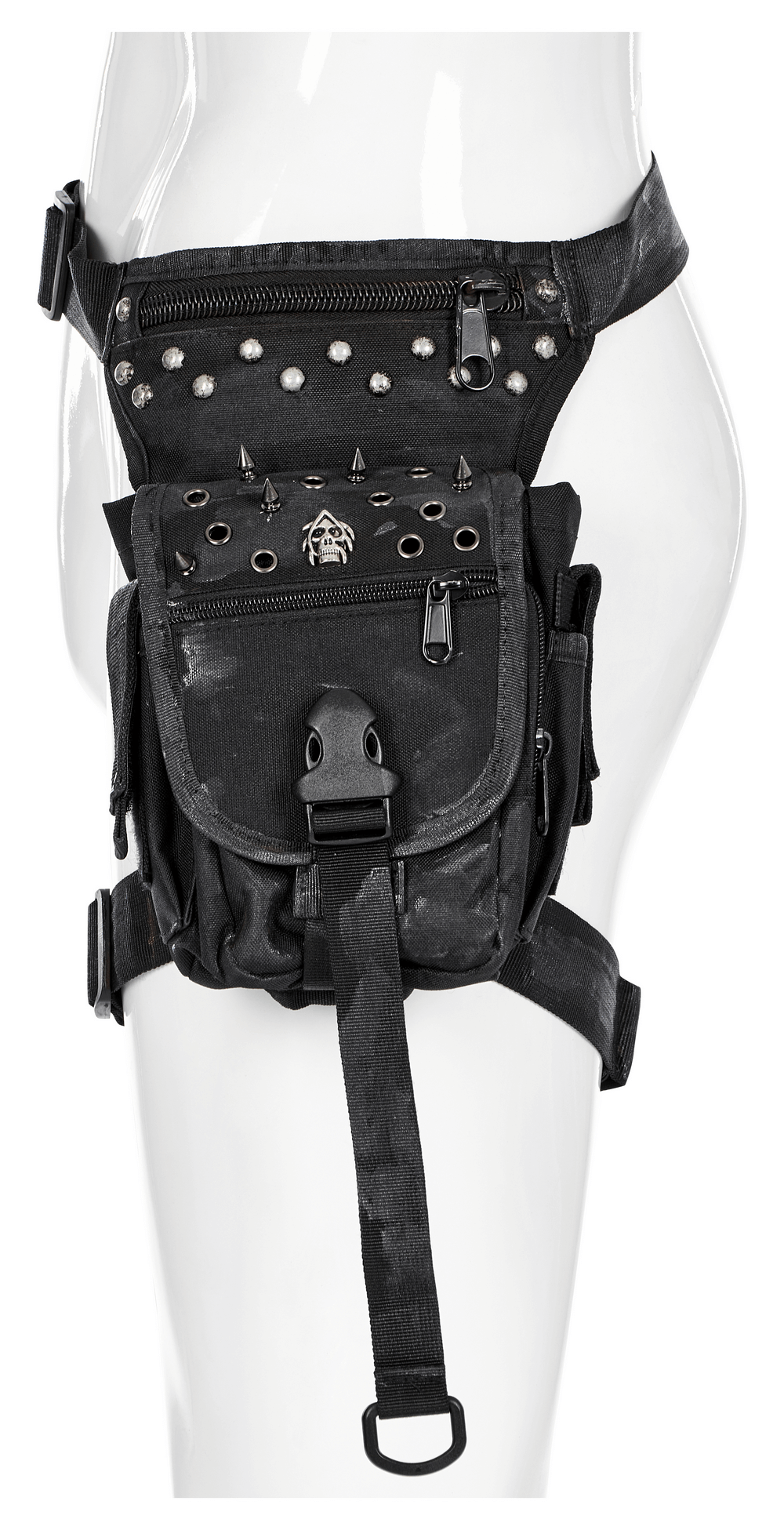 Punk Apocalypse Waist Bag with Rivets and Zippers