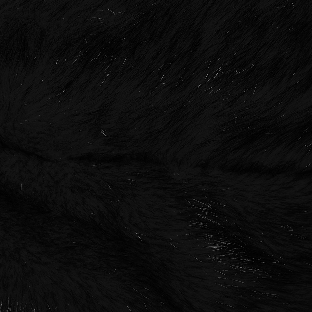 Close-up of punk black faux fur, showcasing interwoven textures and shiny details for stylish leg warmers.