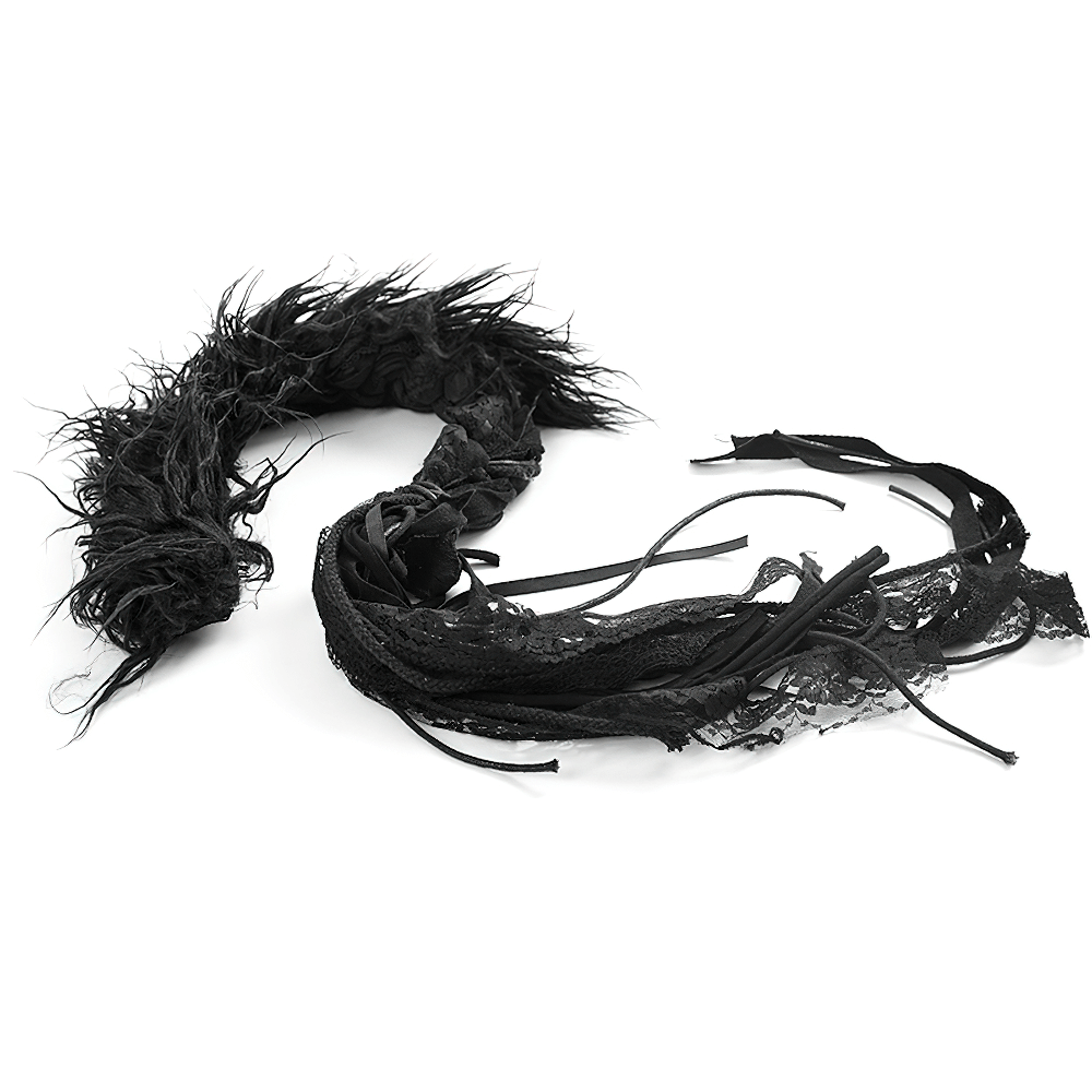 Punk Black Faux Fur Mohawk Hair Clip with Lace