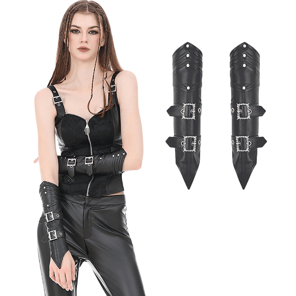 Punk-Schwarze Armschienen mit gotischen Schnallen
