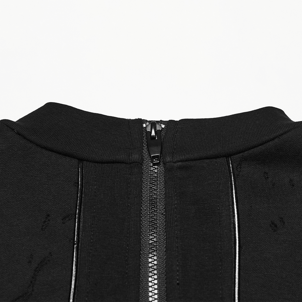 Punk Black Minimalist Cross Sleeveless Gothic Top back zipper detail showcasing the clean silhouette and sleek design.