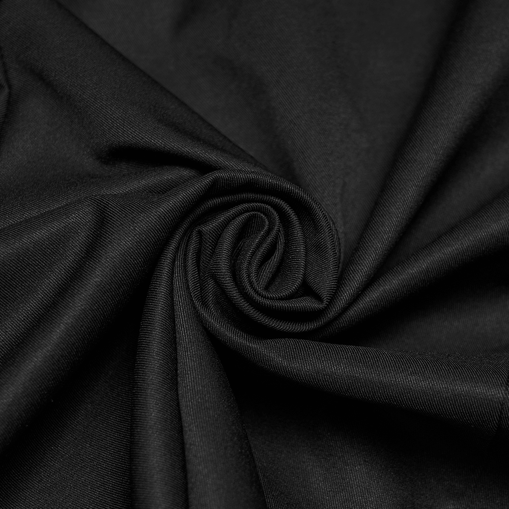 Punk Black Techwear Utility Jacket with Straps black twill fabric close-up swirl texture