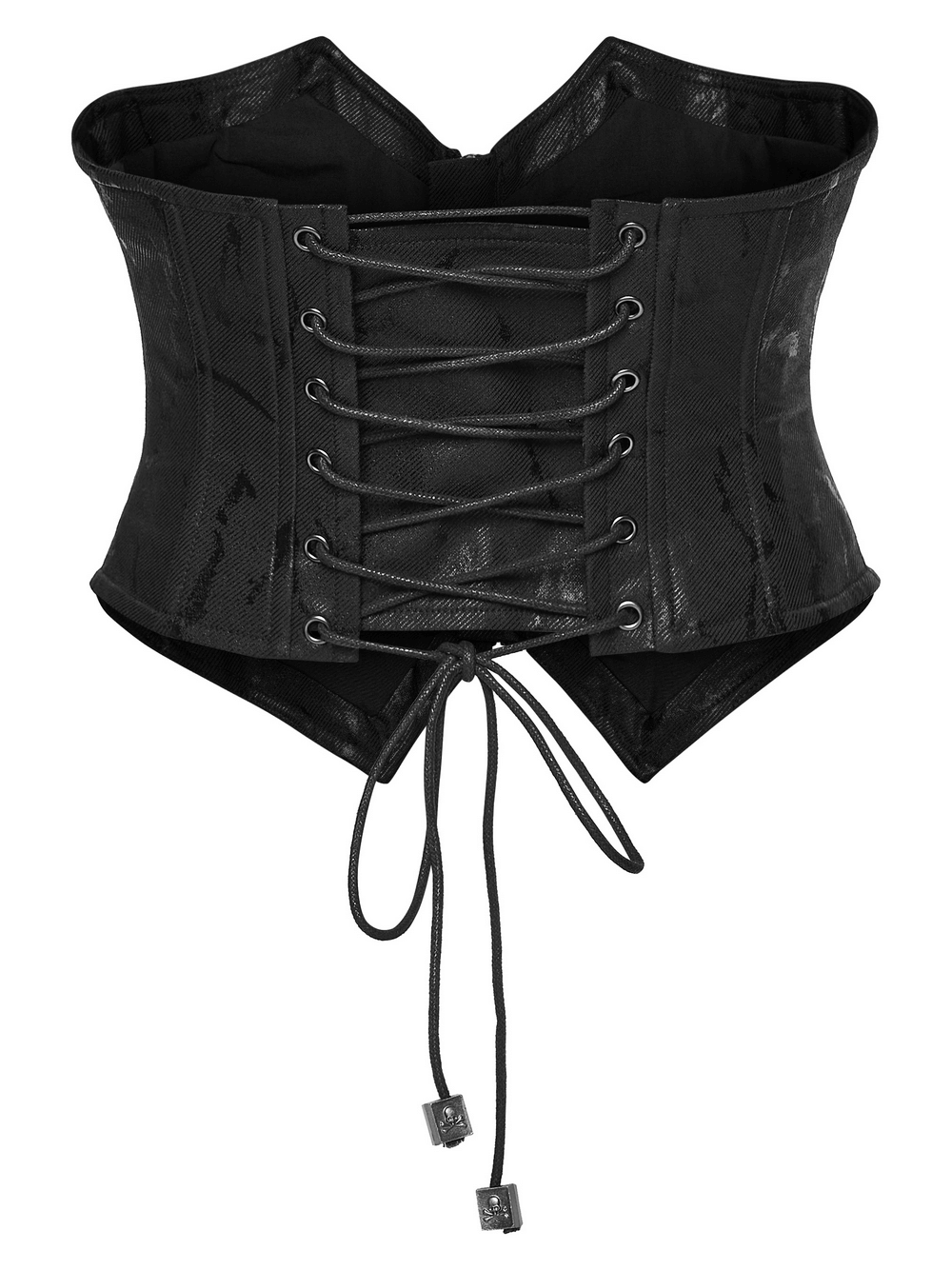 Punk Chain Corset Belt with Zipper and Lace-Up Back featuring lace-up front and adjustable drawstring, perfect for edgy outfits.