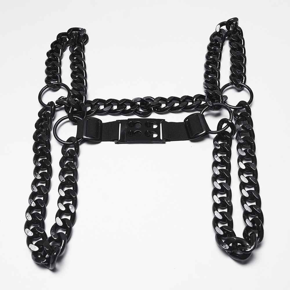 Punk Chain Harness with Adjustable Metal Buckle displayed on a white background.