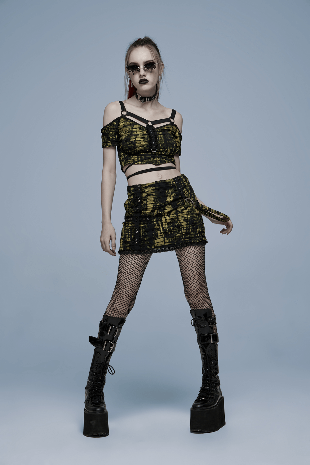 Punk Cross Dark Decadent Broken Hole Knit Mini Skirt - HARD'N'HEAVY