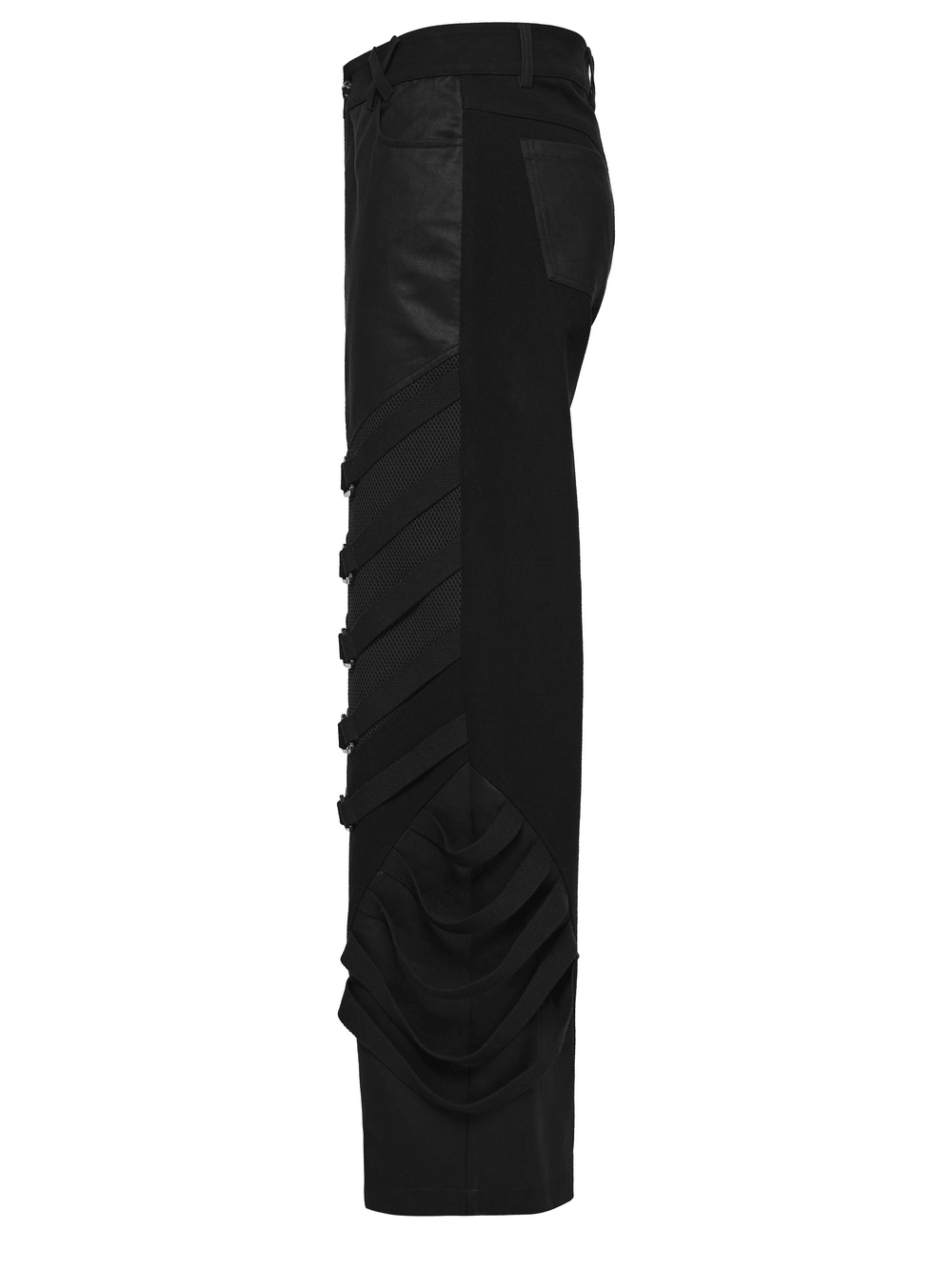 Punk Dark Wide Leg Pants with Utility Webbing for Men