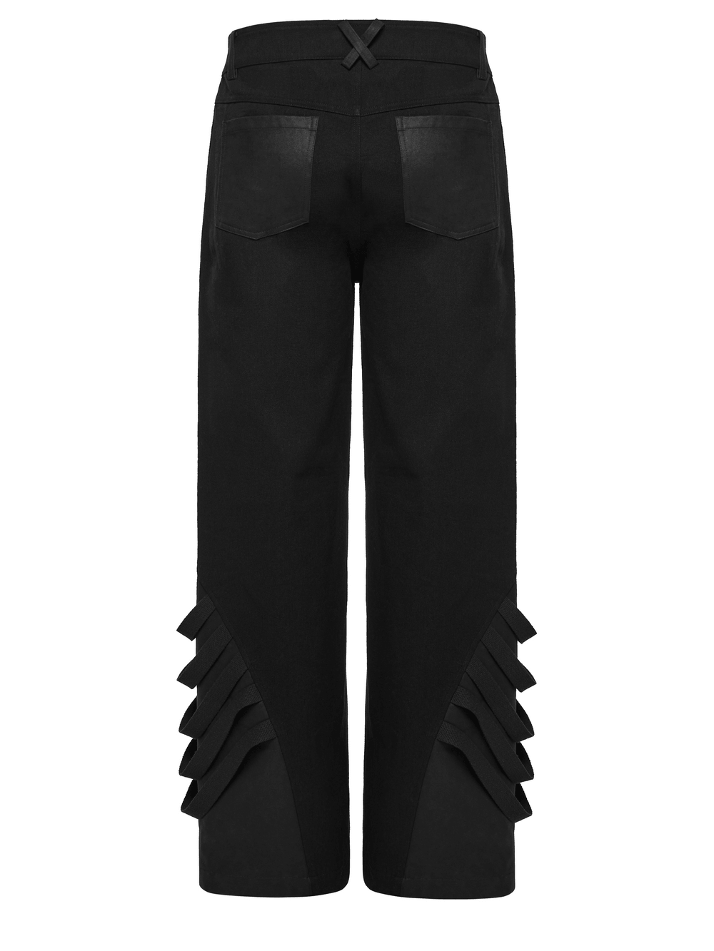 Punk Dark Wide Leg Pants with Utility Webbing for Men