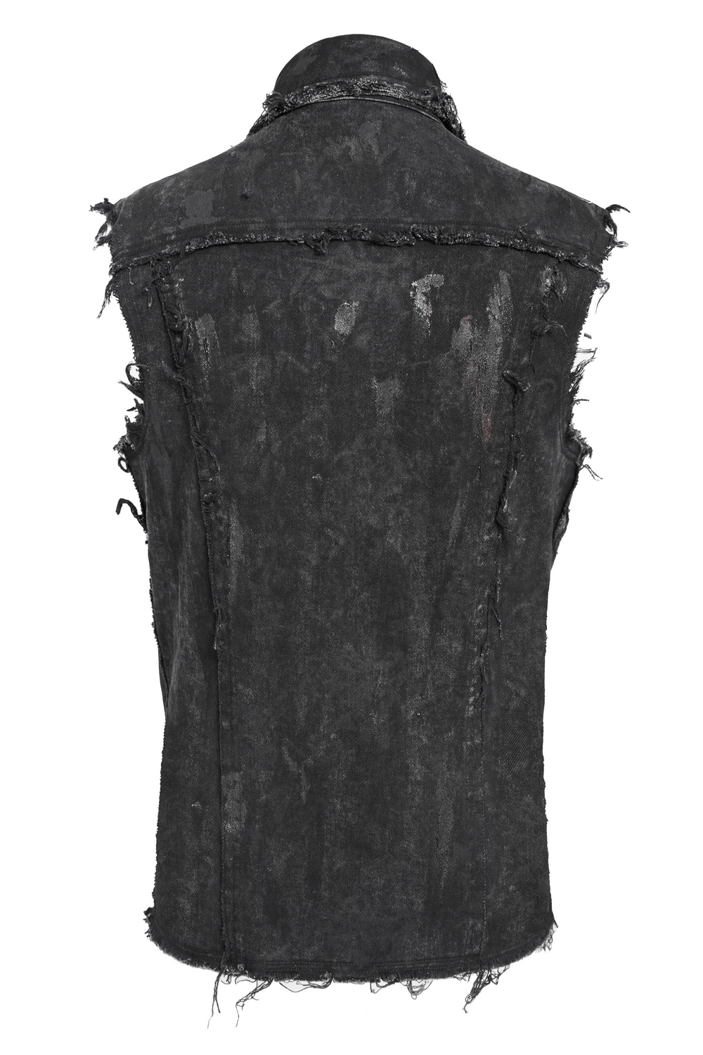 Punk denim shirt with lace-up sides, studded details, and distressed finish, perfect for edgy outfits.