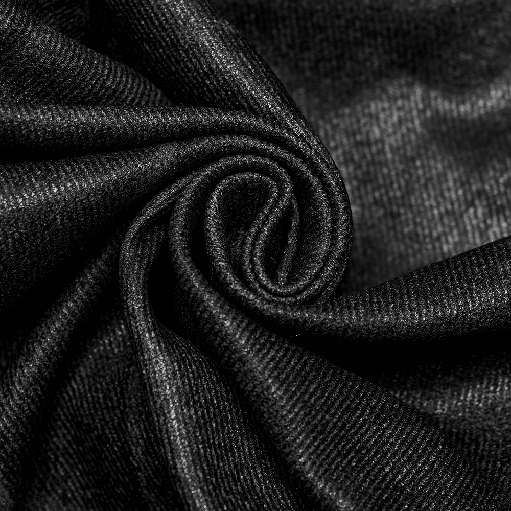 Close-up of micro elastic distressed woven fabric in black, showcasing its unique texture for stylish streetwear.