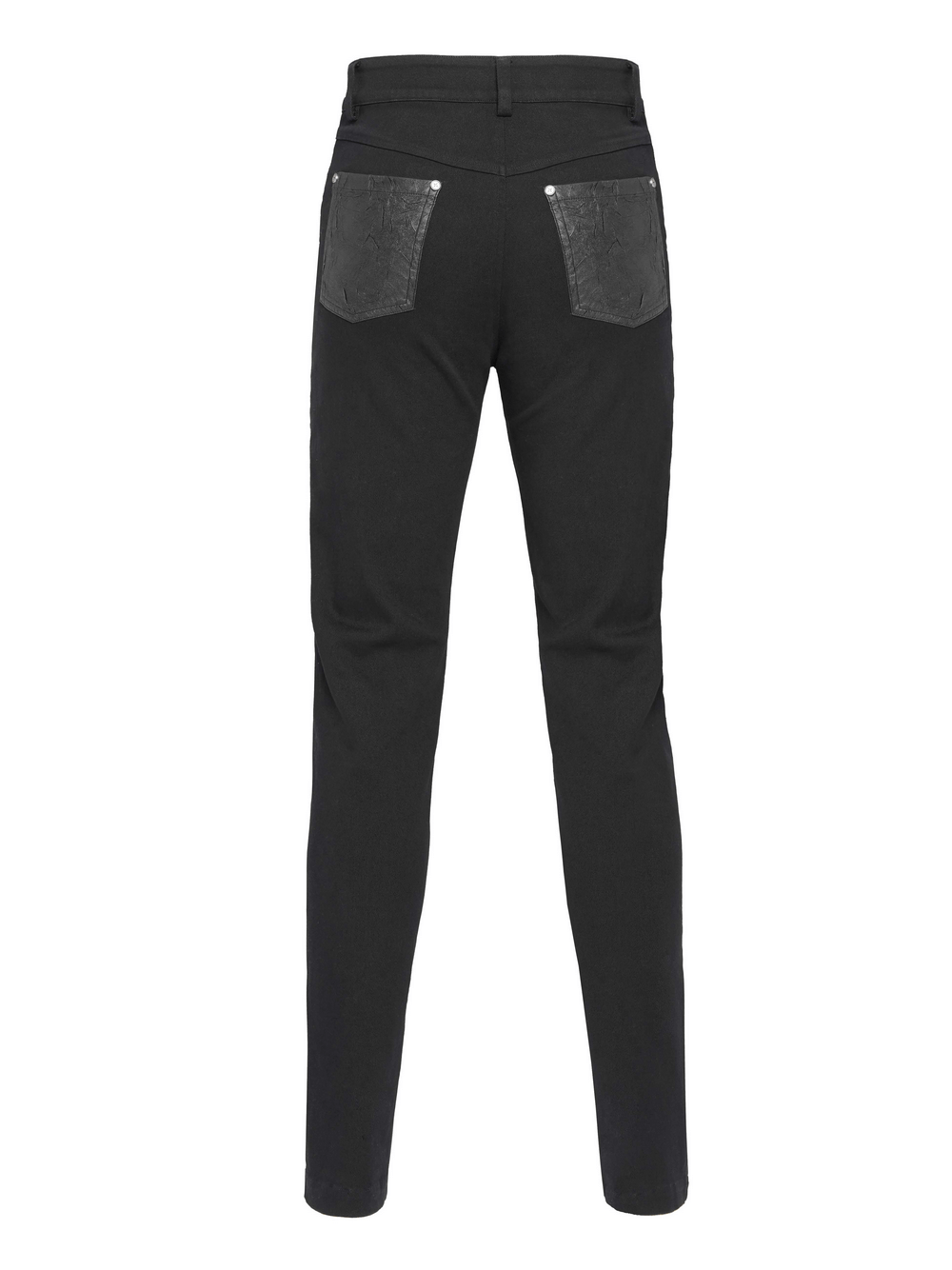 Pantalones Punk Desgastados con Correas y Apliques de Cuero