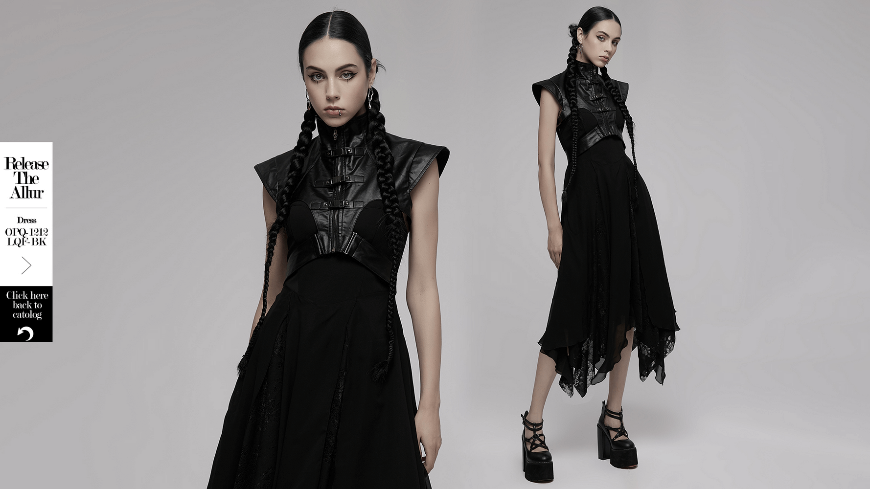 Punk edgy wide shoulder vest in black PU leather, featuring a detachable waistband and unique design.