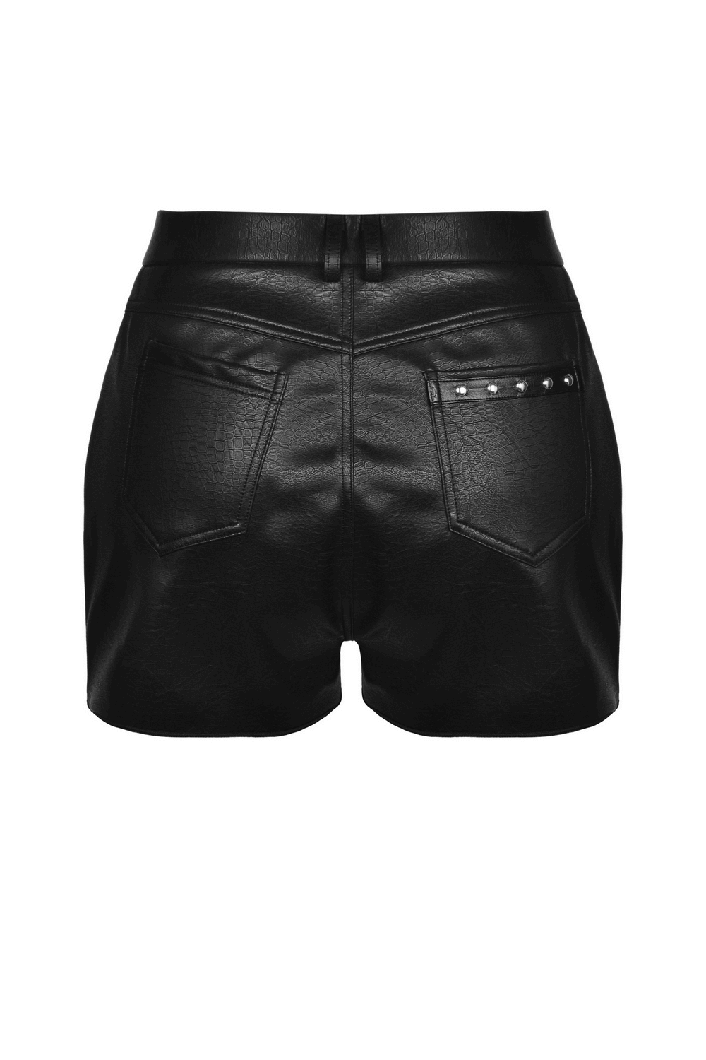Punk Faux Leather Cutout High-Waisted Shorts with Side Straps
