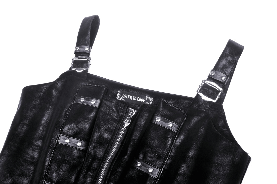 Punk Faux Leather Strap Detail Mini Dress for Women