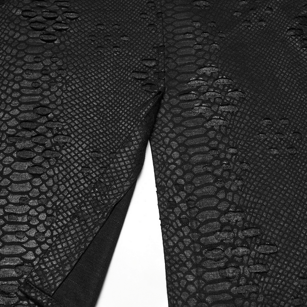 Punk Faux Leather Tattered Knitted Kilt for Men featuring a striking black textured design.