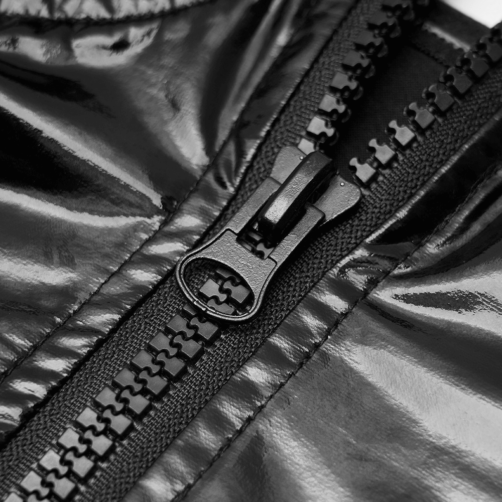 Punk Faux Leather Zip-Front Crop Corset Top