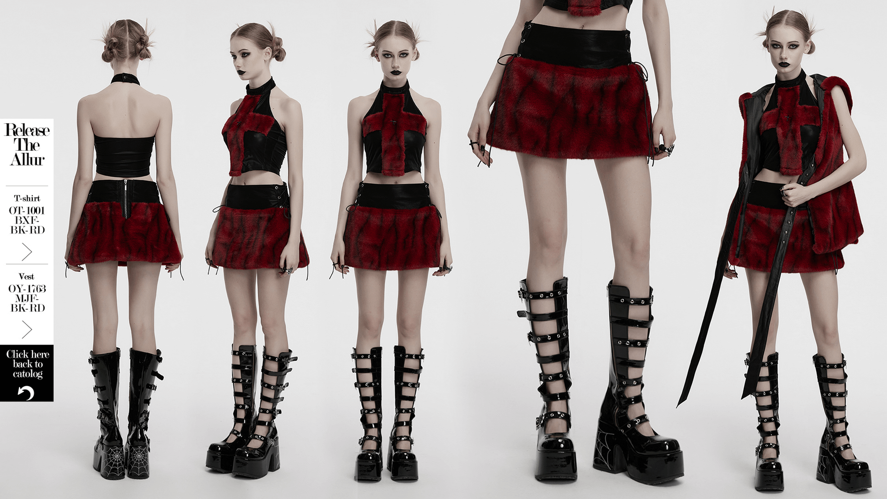 Punk flame tie-dyed faux leather and fur skirt, showcasing a bold and edgy fashion style with unique textures.