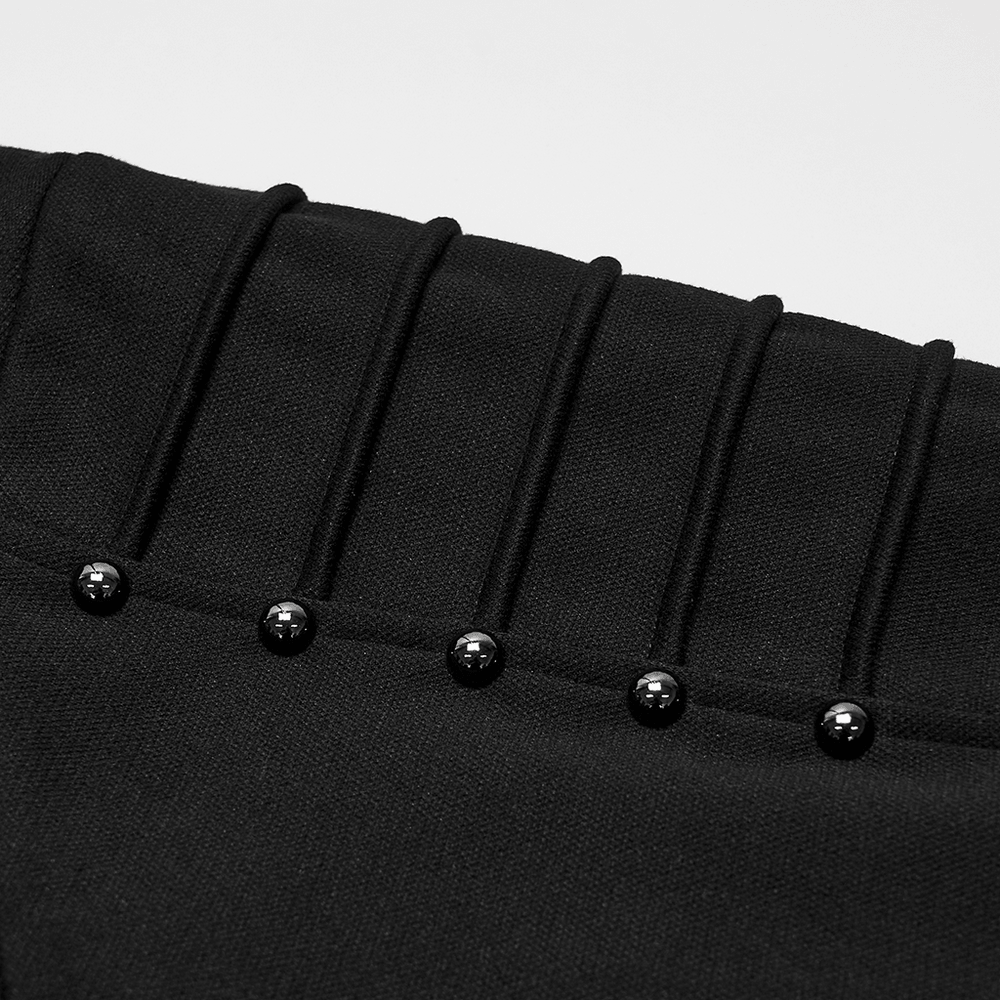 Close-up detail of the Punk Fleece Jacket with Fur Collar and Ribbed Trim showcasing ribbed fabric and decorative buttons.