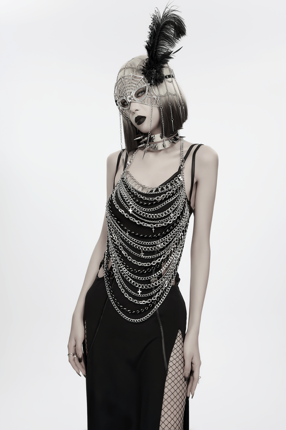 Punk Gothic Layered Metal Chain Body Harness Accessory