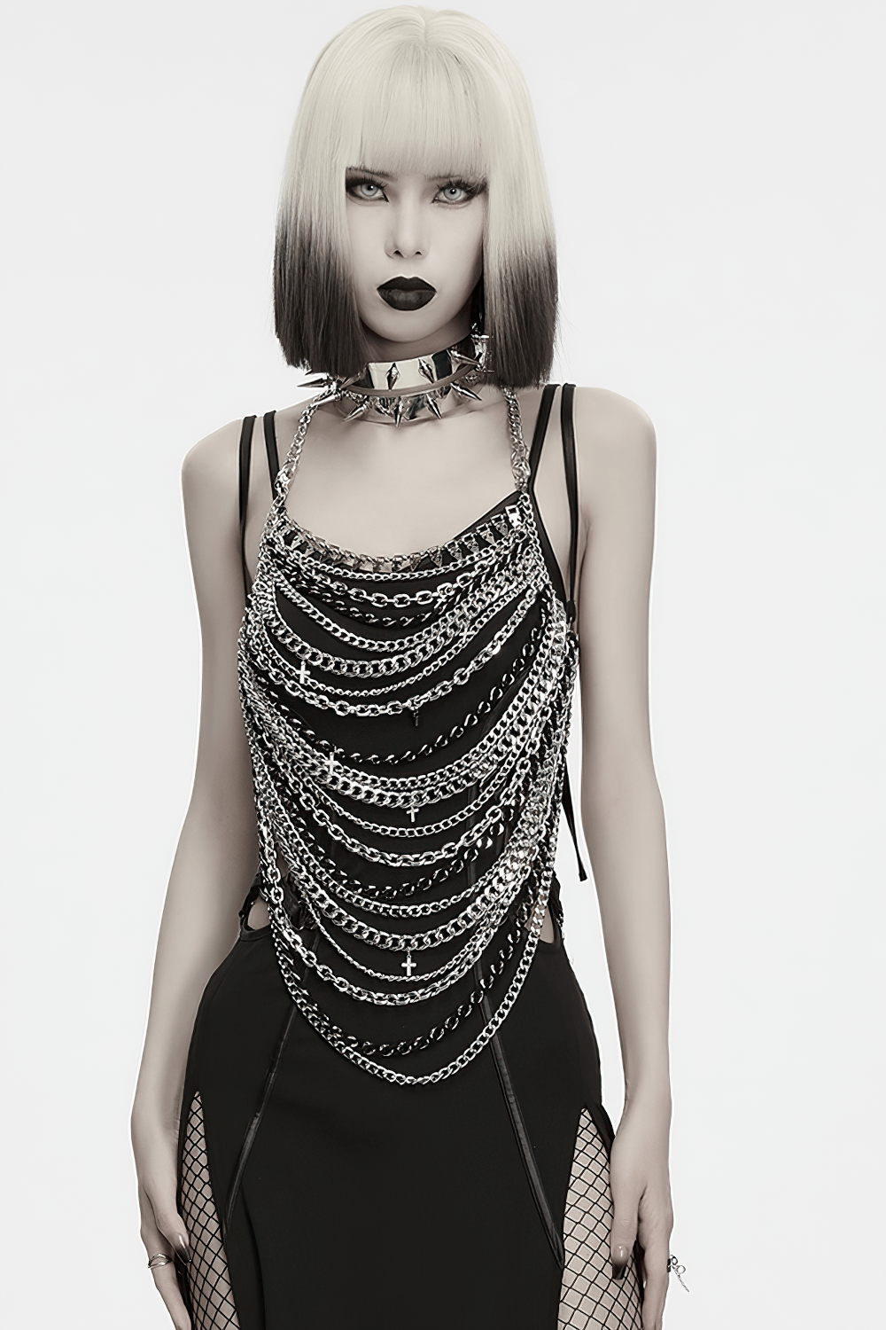Punk Gothic Layered Metal Chain Body Harness Accessory