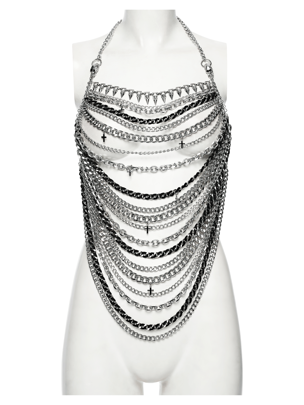 Punk Gothic Layered Metal Chain Body Harness Accessory