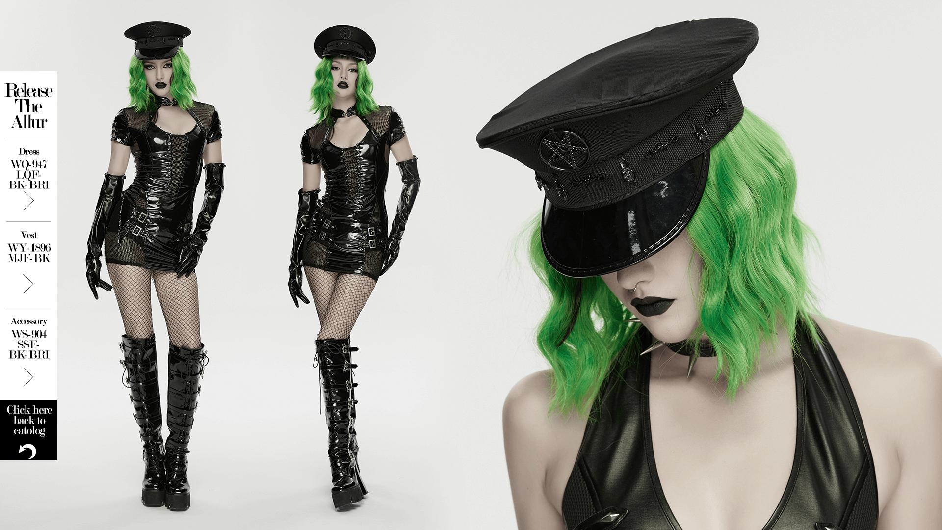 Punk Gothic Military Hat with Pentagram Emblem